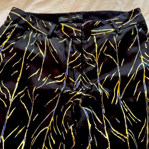 Proenza Schouler Ankle Length Black Silk Pants w/Pattern...